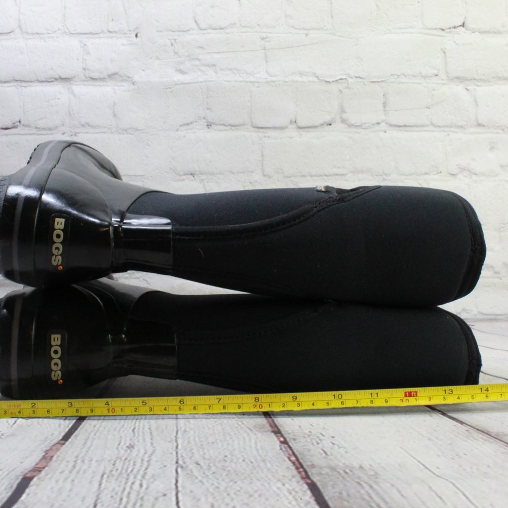 BOGS Plimsoll Black Fabric Rubber Waterproof Tall Winter Rain Boots Size 6 - Picture 6 of 9